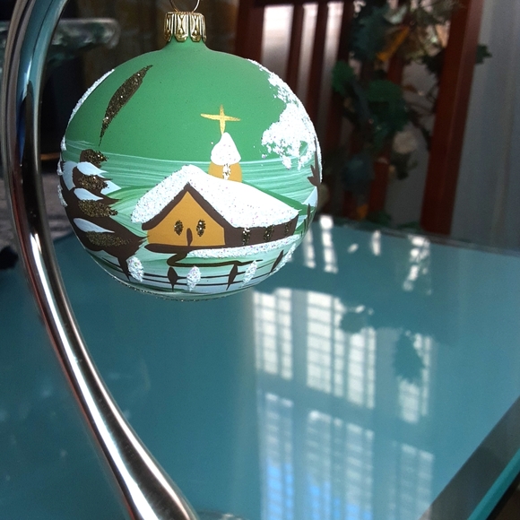 Vintage Glaswerks Handpainted "Church" Christmas Ornament - Picture 1 of 3
